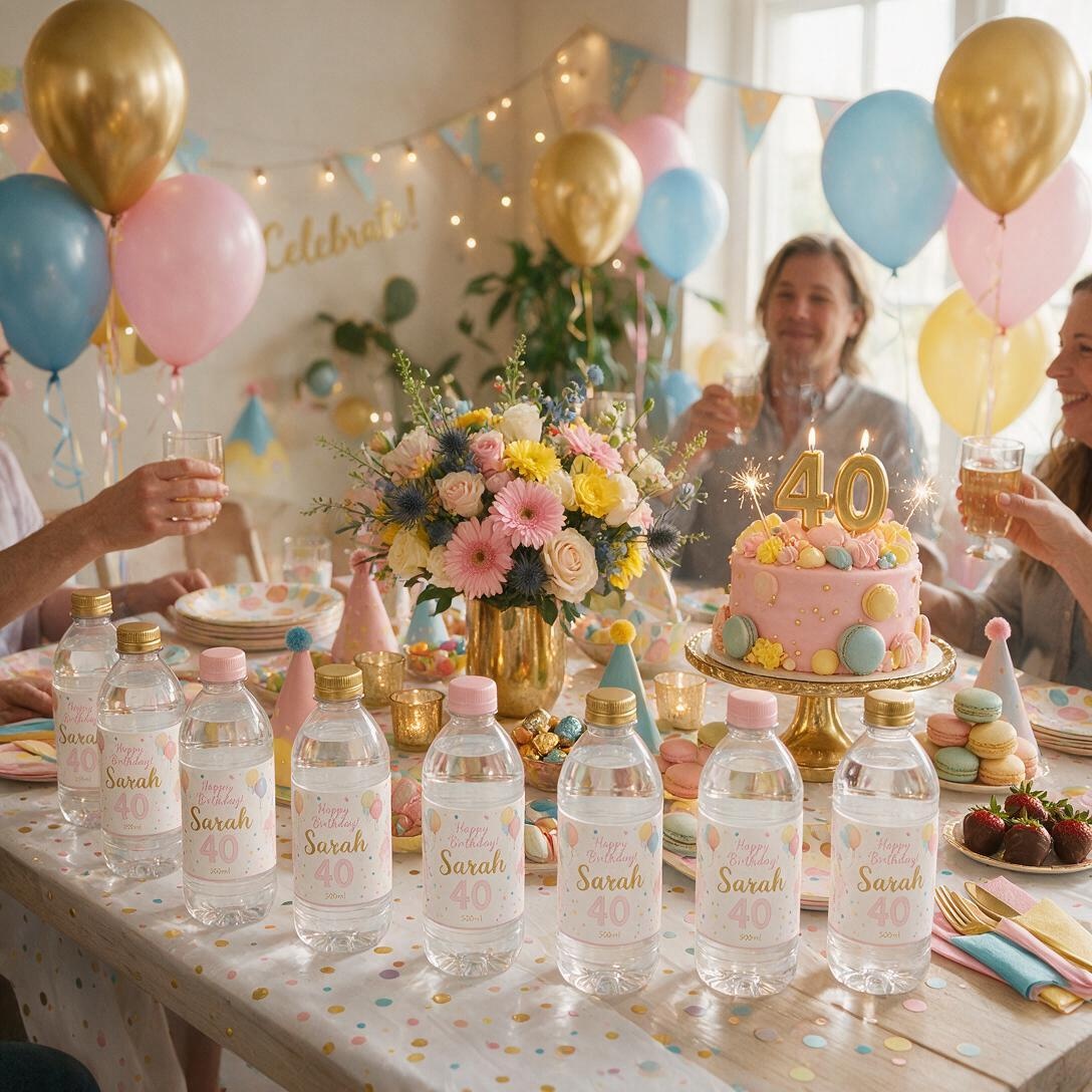 Custom birthday party water bottles